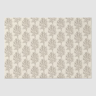 Papel De Seda Padrão de corais de vida marinha bege