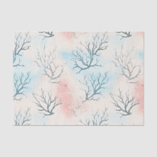 Papel De Seda Padrão de Coral Costeiro Boho Luxo Aquarela