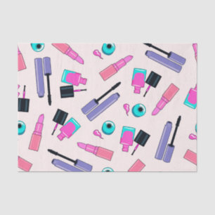 Papel De Seda Padrão de cosméticos de maquiagem rosa e roxo