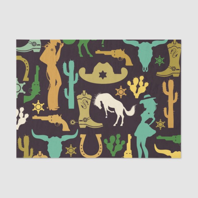 Papel De Seda Padrão de Cowboy (Frente )