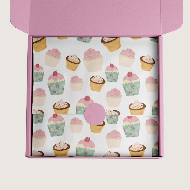 Papel De Seda Padrão de Cupcake (Cupcake pattern tissue paper)