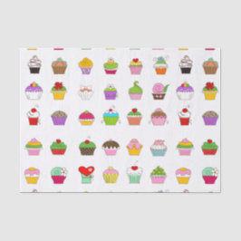 Papel De Seda Padrão de Cupcake desenhado à mão