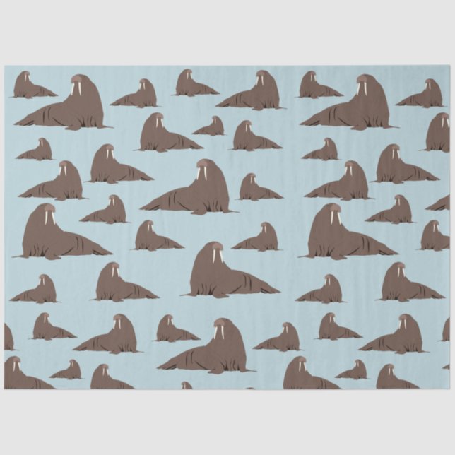 Papel De Seda Padrão de Cute Walrus (Frente )