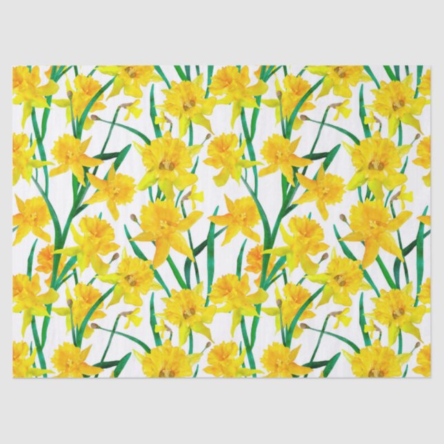 Papel De Seda Padrão de Daffodil Amarelo (Frente )