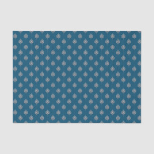Papel De Seda Padrão de Damasco Azul Escuro Elegante