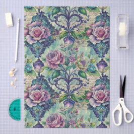 Papel De Seda Padrão de damasco contínuo floral grande e bonito