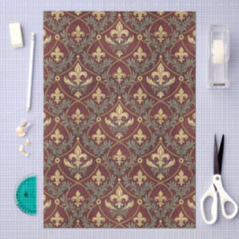 Papel De Seda Padrão de damasco floral gótico vitoriano contínuo