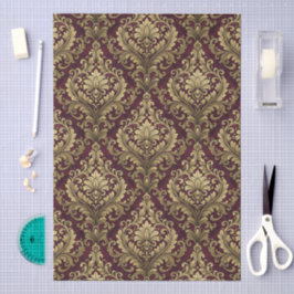 Papel De Seda Padrão de damasco floral gótico vitoriano contínuo