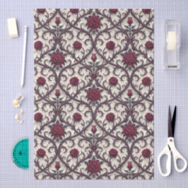 Papel De Seda Padrão de Damasco Rosa Vitoriana Gótica Seamless