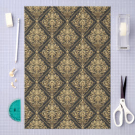 Papel De Seda Padrão de damasco sem emendas floral dourado e pre
