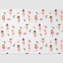 Papel De Seda Padrão de dança de Ballerinas Rosa-balé
