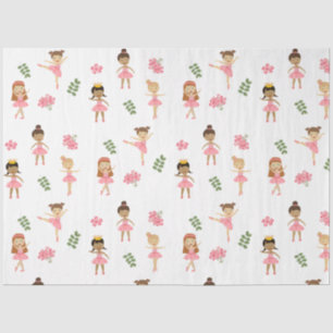 Papel De Seda Padrão de dança de Ballerinas Rosa-balé