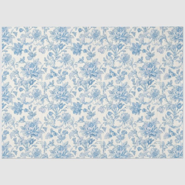 Papel De Seda Padrão de decoupage de chinoiserie azul e branco (Frente )