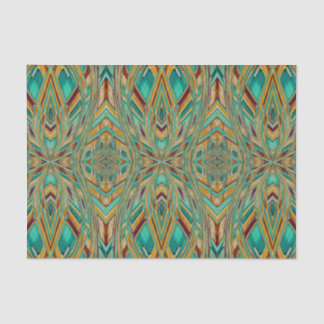 Papel De Seda Padrão de Decoupagem Estilo Tribal Dourado e Turqu
