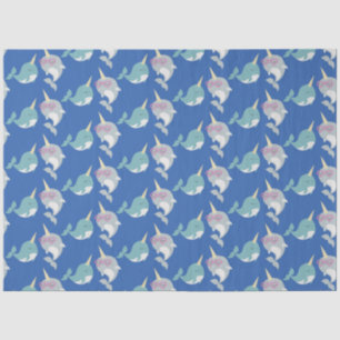 Papel De Seda Padrão de desenho animado cervical em azul