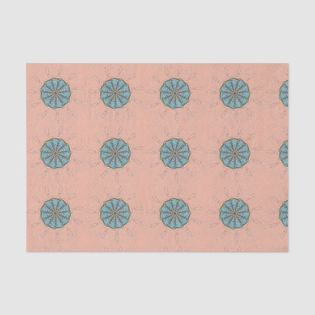 Papel De Seda Padrão de desenho de flor azul (Frente )
