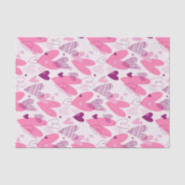 Papel De Seda Padrão de desenho doodle de amor rosa no Dia dos N