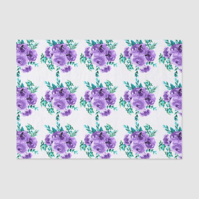 Papel De Seda Padrão de Design de Flores de lavanda de sem Fecho (Frente )