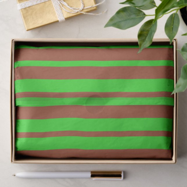 Papel De Seda Padrão de Design de Listras Elegantes Verde Marrom (Criador carregado)