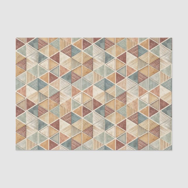Papel De Seda Padrão de Design de Triângulo Geométrico Abstrato  (Frente )