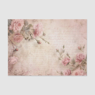 Papel De Seda Padrão de Desvinculação de Rosas de Vintagem Rosa