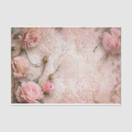 Papel De Seda Padrão de Desvinculação de Rosas de Vintagem Rosa