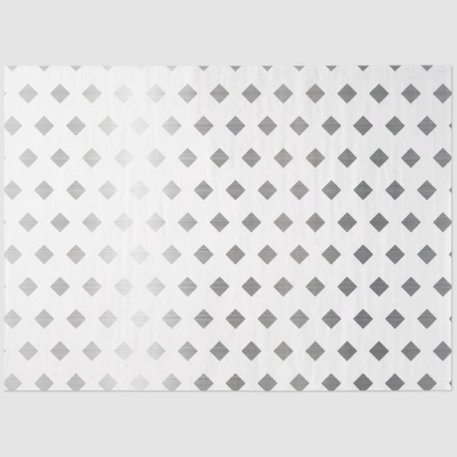 Papel De Seda Padrão de Diamante Branco de Cinzas Prateadas Deco (Frente )