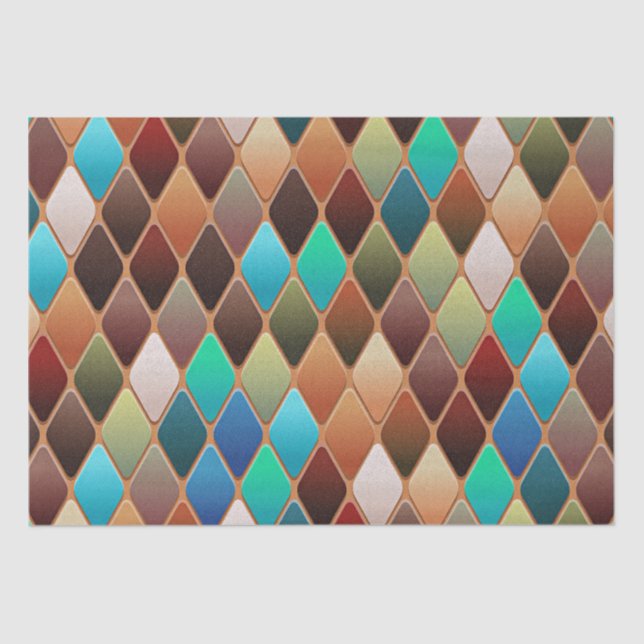 Papel De Seda Padrão de Diamante Colorido (Frente )