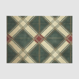 PAPEL DE SEDA PADRÃO DE DIAMANTE DE FERIADO VERMELHO VERDE CREAM