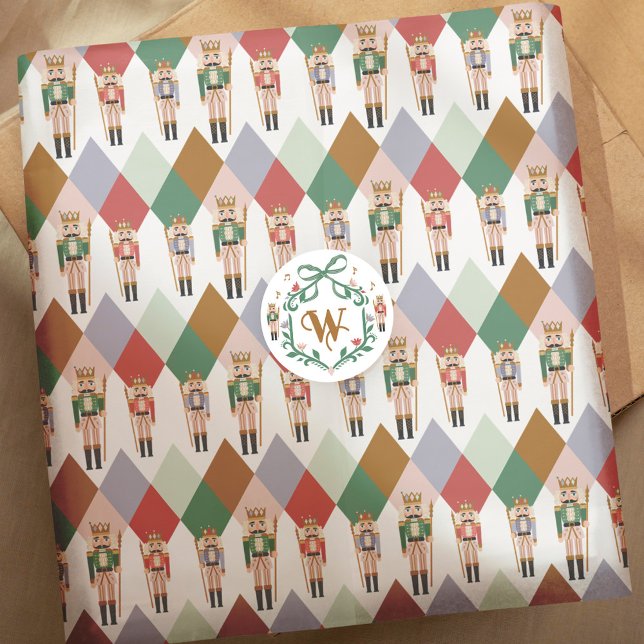 Papel De Seda Padrão de Diamante do Quebra-Nozes Argyle de Natal (Modern Christmas Nutcracker Argyle Diamond Pattern Tissue Paper)