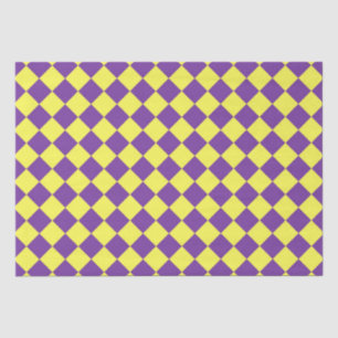 Papel De Seda Padrão de Diamante do Verificador Amarelo Roxo