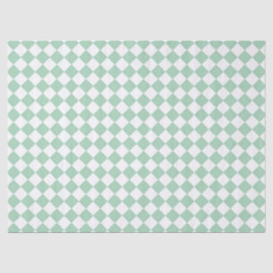 Papel De Seda Padrão de Diamante do Verificador Branco Verde