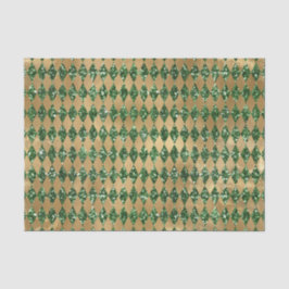 Papel De Seda Padrão de Diamante Dourado Verde Elegante