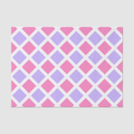 Papel De Seda Padrão de Diamante Xadrez Rosa Roxo
