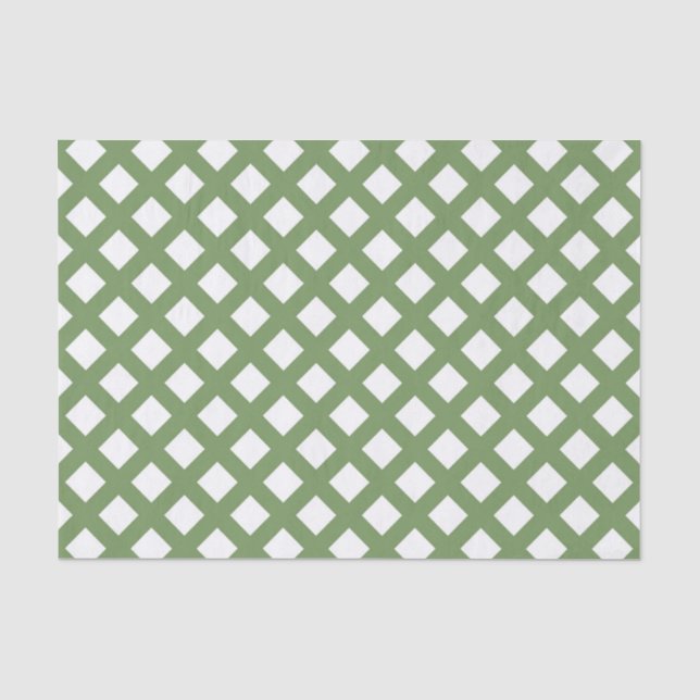 Papel De Seda Padrão de Diamante Xadrez Verde Branco (Frente )