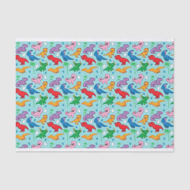 Papel De Seda Padrão de Dinossauro Cuto (Frente )