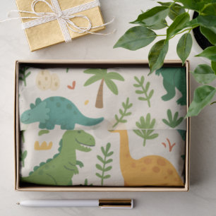 Papel De Seda Padrão de Dinossauro Pré-Histórico Divertido para