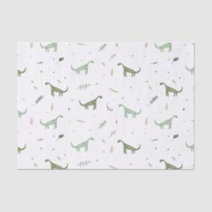 Papel De Seda Padrão de Dinossauro Verde e Bonito