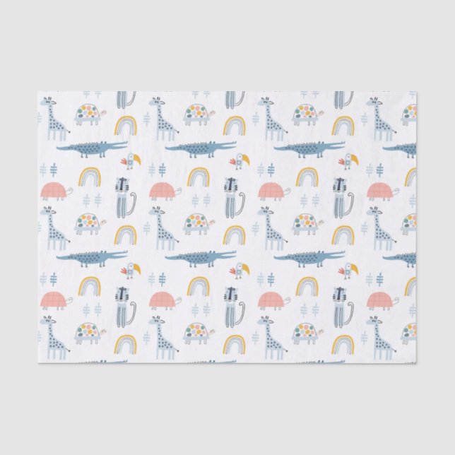 Papel De Seda Padrão de Diversão de Animais de Doodle (Frente )