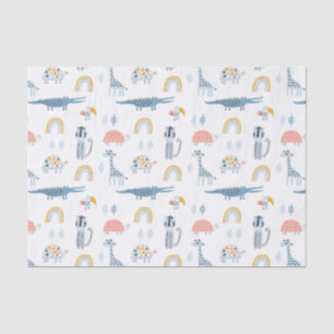 Papel De Seda Padrão de Diversão de Animais de Doodle