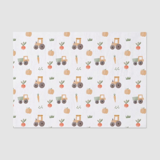 Papel De Seda Padrão de Diversão de Aquarela do Jardim fazenda (Frente )