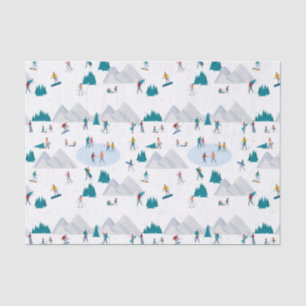 Papel De Seda Padrão de diversão de férias no esporte de inverno