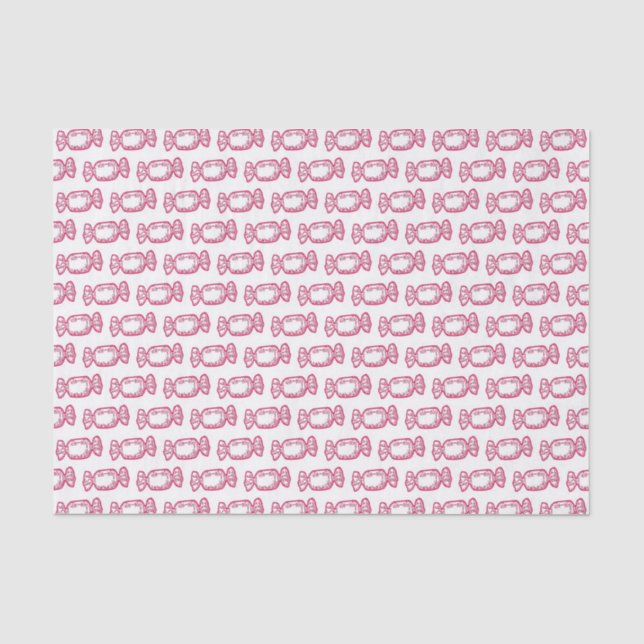 Papel De Seda Padrão de doces cor-de-rosa-branca (Frente )