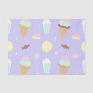 Papel De Seda Padrão de Doces Sorvete Kawaii