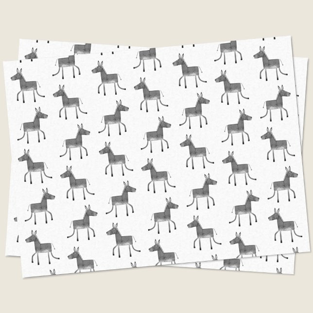 Papel De Seda Padrão de Donkey Divertido (Fun donkey tissue paper for animal lovers.  Ideal for gift wrap.)