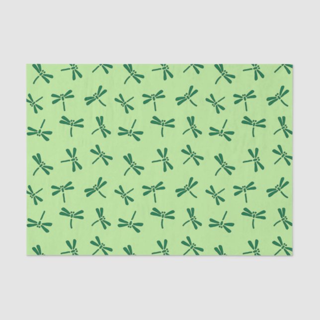 Papel De Seda Padrão de Dragonfly Japonês, Light Jade Green (Frente )