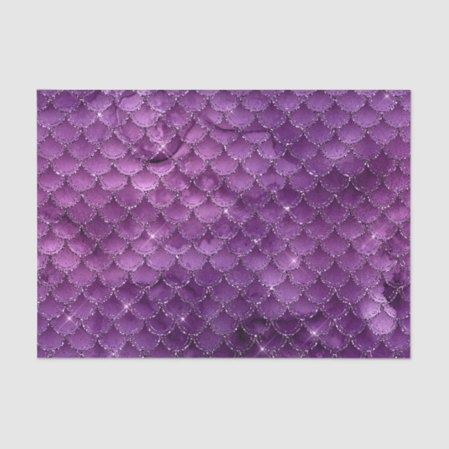 Papel De Seda Padrão de Escalas de Sereia de Gama de Ombre Roxo (Frente )