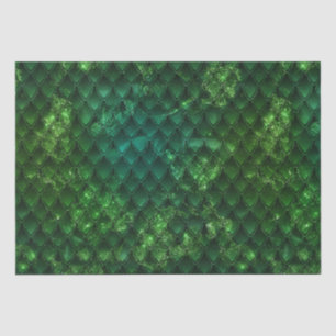 Papel De Seda Padrão de Escama de Dragão Verde Fantasia Esmerald