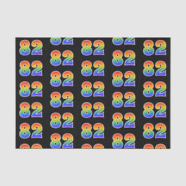 Papel De Seda Padrão de Espectro Arco-Íris Divertido "82" Número