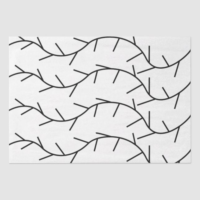 Papel De Seda Padrão de Espinho Preto e Branco (Frente )